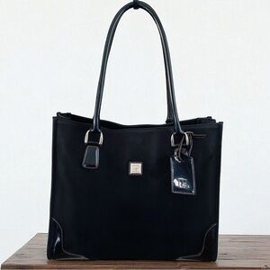 Diane Von Furstenberg X Badanco Luggage Large Black Canvas Patent Leather Tote‎